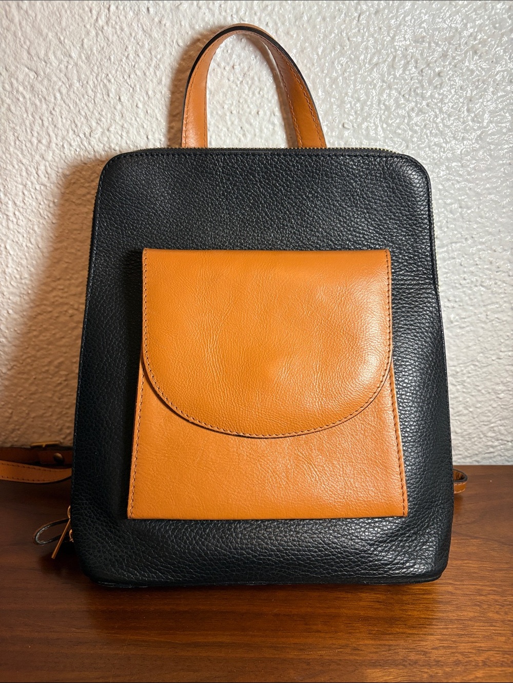 Divina Firenze Black Pebbled Leather Backpack